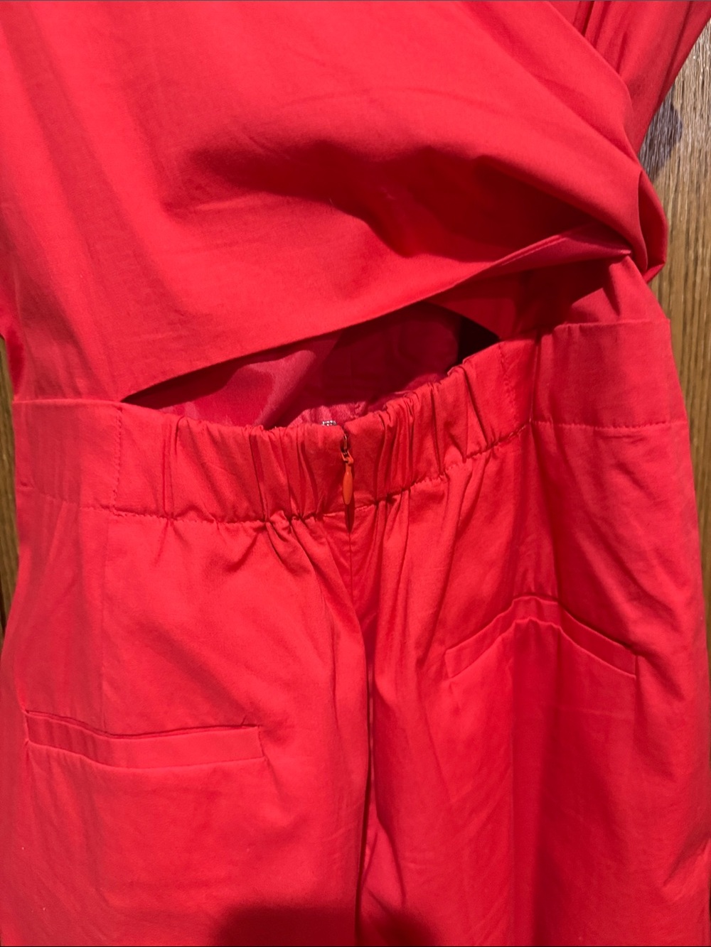 J. Crew Bright Red Sleeveless Jumpsuit with V-Neck - Picture 7 of 7